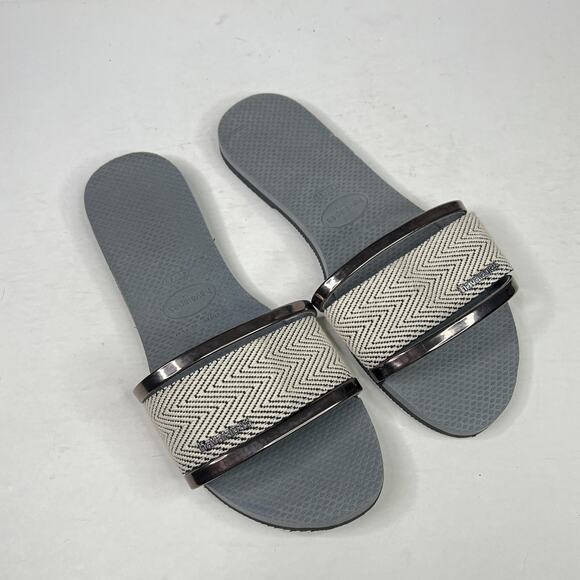 Havaianas You Trancoso Slide Sandals Flip Flops Dark Steel Gray Womens 11/12W - Picture 1 of 7